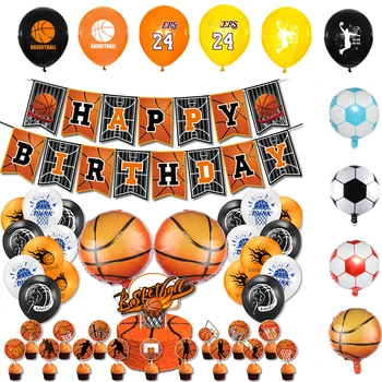 Basketbal Balóny Nastaviť Happy Birthday Banner Party Láskavosti Dodávky Cake Zdobenie Dodávky Basketbal DIY Decortions Veľkoobchod
