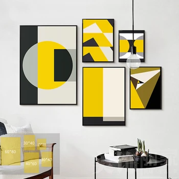 Moderné Abstraktné Žltá Plátno maľovať Obrázky Vytlačiť na Obývacia Izba Plagát Výzdoba pre Domáce Dekorácie na Stenu Art Nástenné Č Rámovanie