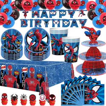 Super Heros Spiderman Strana navrhne Jednorázový Riad Doska Obrúsok Balón Dieťa Sprchou pre Deti Narodeninovej Párty Dekorácie
