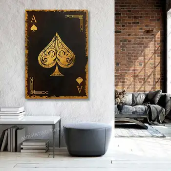 Zlaté Veliteľstva Card Poker Plagát Kráľovnej A Kráľa Hracie Karty Plátno Umenia, Tlače Obrázku Stenu, Dekorácie, Maliarstvo, Home Decor
