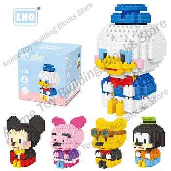 Disney stavebné kamene, Tehly montáž Mickey Mouse, Minnie Donald Duck medvedík Pú Anime Mini Akčné Figúrky Hlavy Hračky pre deti, Darčeky