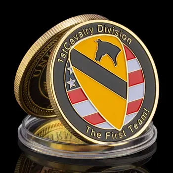 Spojené Štáty americké Armády 1. cavairy Rozdelenia so suvenírmi Prvý Tím, Pozlátené Výzvou Mince Eagle Ríše Pamätné Mince
