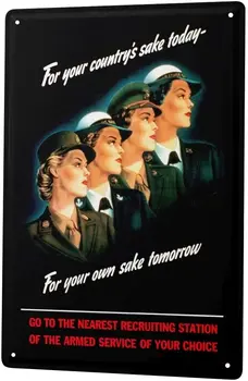 Tin Prihlásiť Plechu Dekoratívne Prihlásiť Domova Plakety Vojenské Ženy Nábor plech na opasok 8x12
