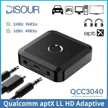QCC3040 Bluetooth 5.2 Vysielač, Prijímač 96Khz 24Bit AUX RCA Jack APTX Adaptívne LL HD Nízku Latenciu Multi-Point Bezdrôtový Adaptér
