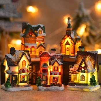 Vianočné Dekorácie Led Svetla Domu Model Zime Sneh Scény Krajiny pre domáce Ozdoby Vianočné Darčeky na Nový Rok 2023