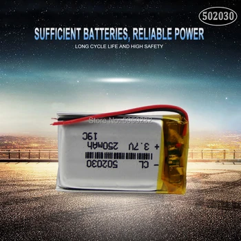 1pc 3,7 V 250mAh 502030 polymer lithium Nabíjateľná Batéria Pre hračky LED svetlo Tachografu Auta DVR Bluetooth Slúchadlá MP3, MP4