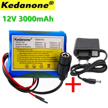 KEDAONE 12V 3000mAh 18650 Lítium-iónová Nabíjateľná Batéria DC, Vhodné pre CCTV Kamera Cam Monitor 3A Batérie + 12,6 V