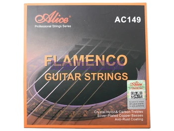 Alice AC149 Flamenco Gitara, Struny Crystal Nylon&Uhlíka postriebrený Medený Vinutia 1.-6.