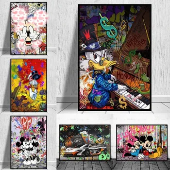 Disney Luxusné Mickey Mouse Módne Plátno Umenie Maľba Cartoon Narodeniny Vianočný Darček Stene Plagát Izba Detský Domov Obrázky A Decor