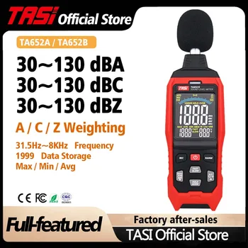 TASI TA652A Digitálny Zvuk Merača Úrovne Hluku Meranie Nástroja db Meter záznamníka 30-130dB Životného prostredia tester LCD Farebný Displej