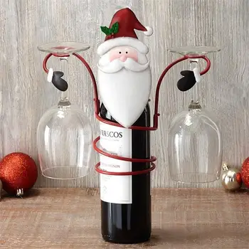 Dovolenka Fľaša Vína Sklo Držiteľov Vianočné Dekorácie Tému Organizátor Rack Plochy Pre Domova Snehuliak Vianočné Špeciálne Darčeky